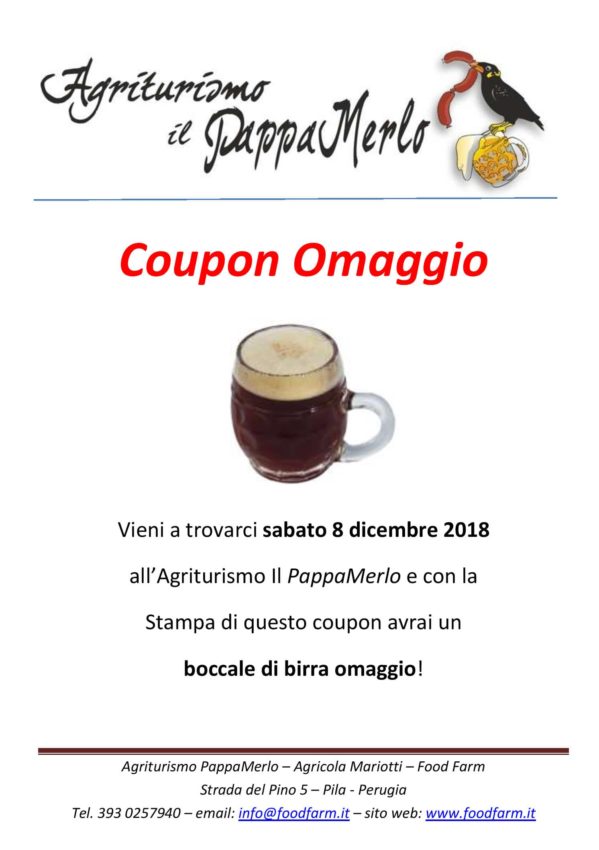 coupon boccale gratis